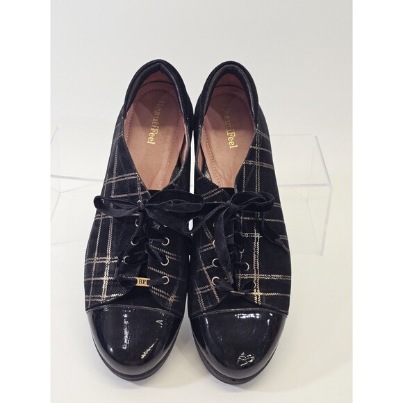 BEAUTIFEEL 42 Cella Suede Patent Leather Lace Up Sneakers Shoes Comfort - Picture 6 of 9